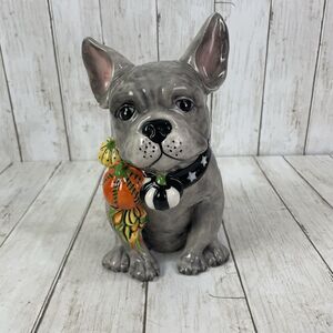 Blue Sky Gray Frenchie French Bull Dog By Heather Goldminc Autumn Pumpki…